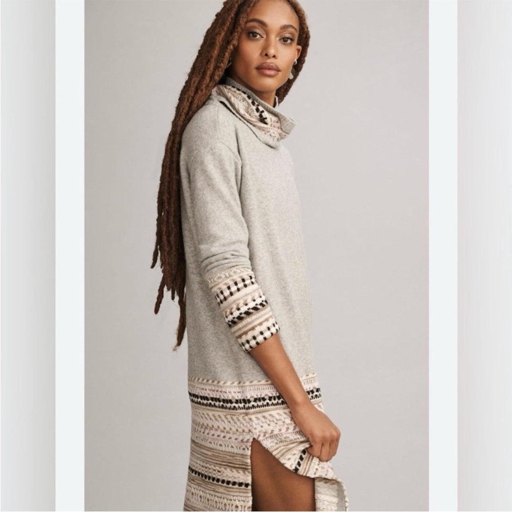 ANTHRO DAILY PRACTICE  Cozy Gray Patterned Women's Sweater dress NWT